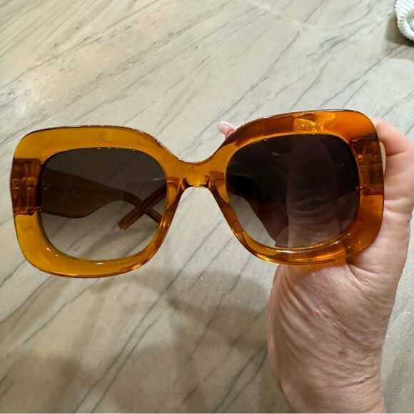 Pomellato Womens Acetate Wide Thick Square Frame Sunglasses Orange main image 8
